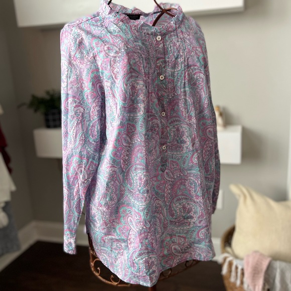 NWT Talbots Pastel Paisley Long Sleeve Blouse Plus Petite Size XP - Picture 9 of 14